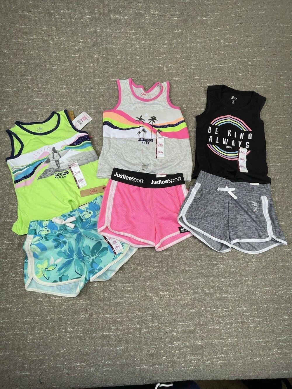 Girls NWT Justice Shirts Tank Tops S Small 7/8 Lot Of 6 Piece Summer S Small